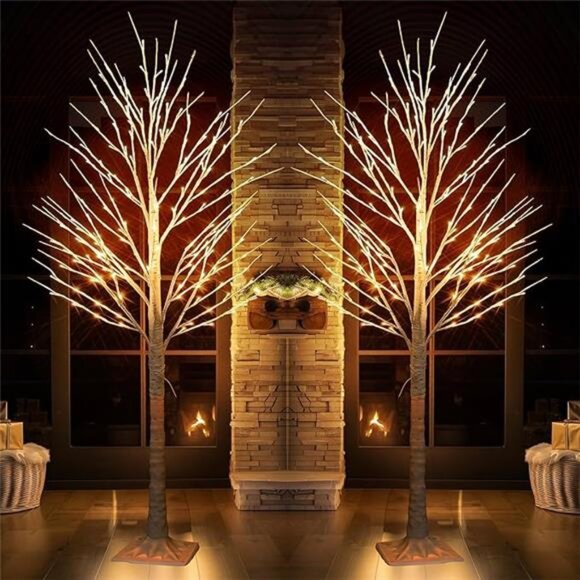 New 2Pack Lighted Birch Tree, 6 FT Total 288LED Pre-lit Artificial - Picture 7 of 7